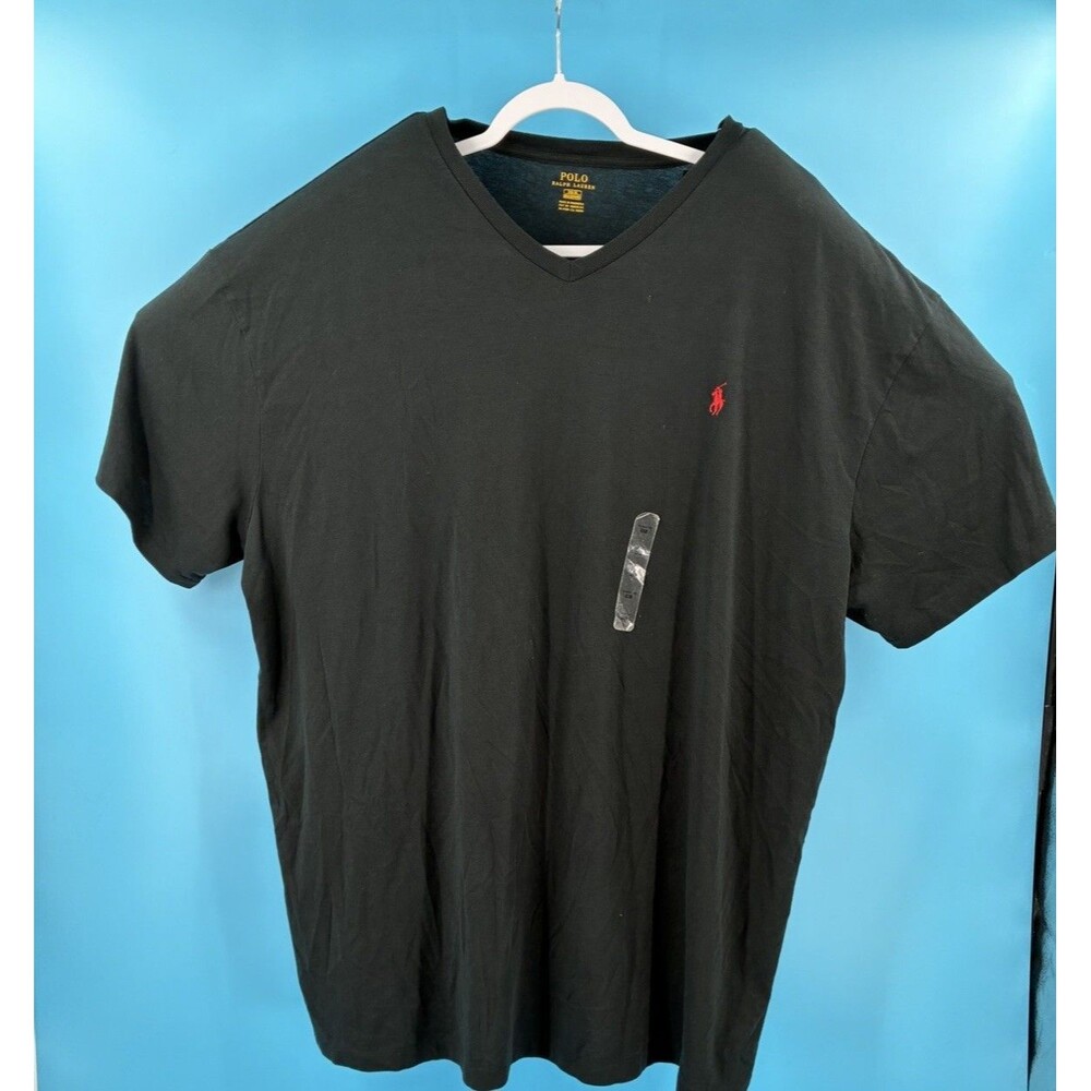 Polo Ralph Lauren Mens 3XB Black V Neck T Shirt Red Pony Big Tall NWT